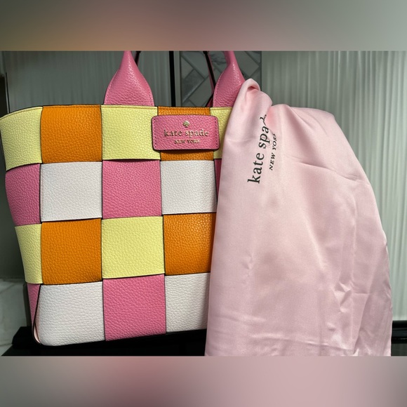 NEW Kate Spade Basket Woven Leather Tote with Dust Bag - Picture 5 of 16